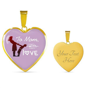 To Mom With Love Necklace Personalized Engraved Gold Heart Necklace Custom Name